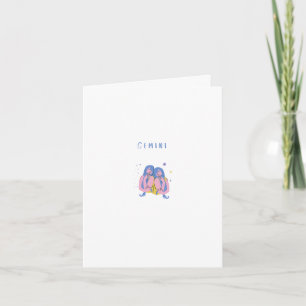 Carte Jumeaux rose, zodiaque, impression signe du zodiaq