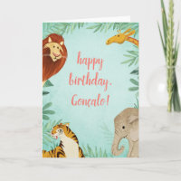 Jungle Animaux Safari Zoo Joyeux anniversaire garç