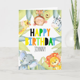 Carte Jungle Safari Animaux Personnalisés Anniversaire