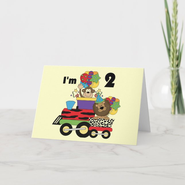 Carte Jungle Train 2e anniversaire T-shirts et cadeaux (Devant)