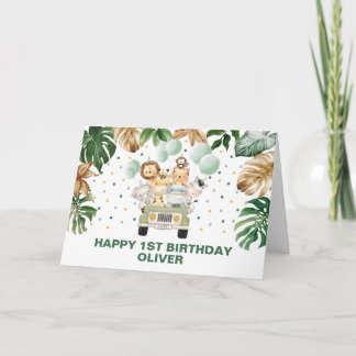 Carte Jungle tropicale Safari Animaux Joyeux Anniversair