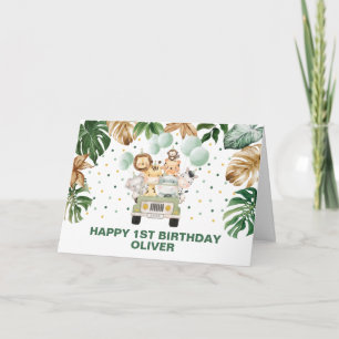 Carte Jungle tropicale Safari Animaux Joyeux Anniversair