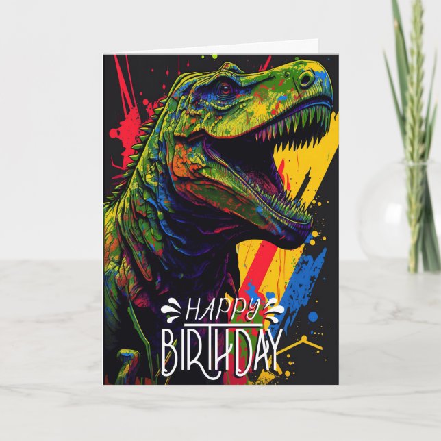 Carte Jurassique Cool Vert Dinosaure Anniversaire (Devant)