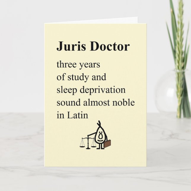 Carte Juris Doctor - un poème amusant de fin d'études de (Devant)