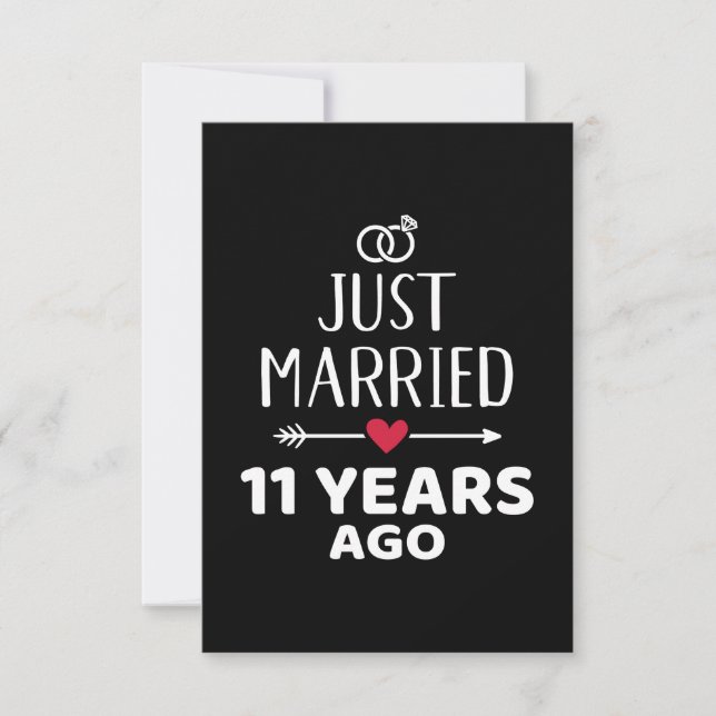 Carte Just married 11 years ago 11th wedding anniversary (Devant)