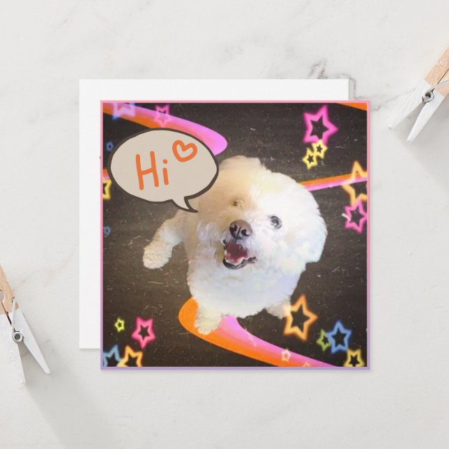 Carte Just Saying "Hi" (Devant/Arrière en situation)