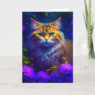 Carte Juste Archiver   Cute Kitty Chat en Fleurs