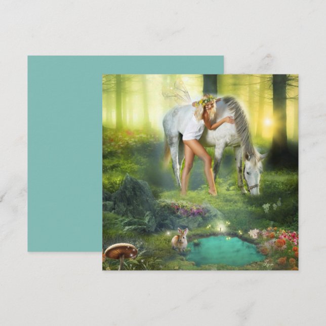 Carte Juste moi et toi Fée avec cheval (Devant / Derrière)