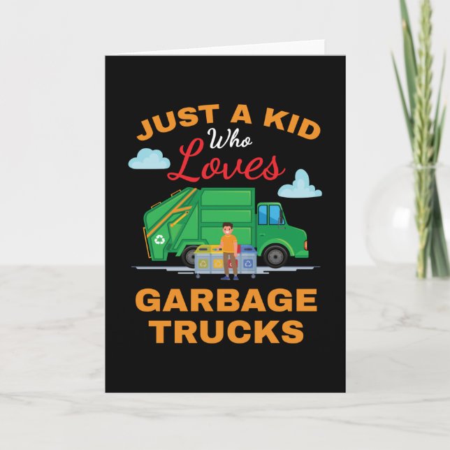 Carte Juste un gamin Camions poubelles Enfants Garçons F (Devant)