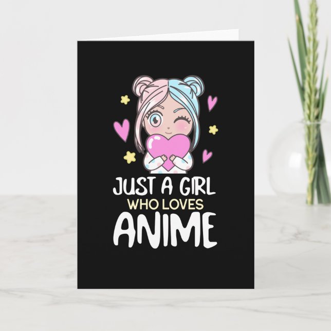 Carte Juste Une Fille Qui Aime Anime Manga Dessin Coeur (Devant)
