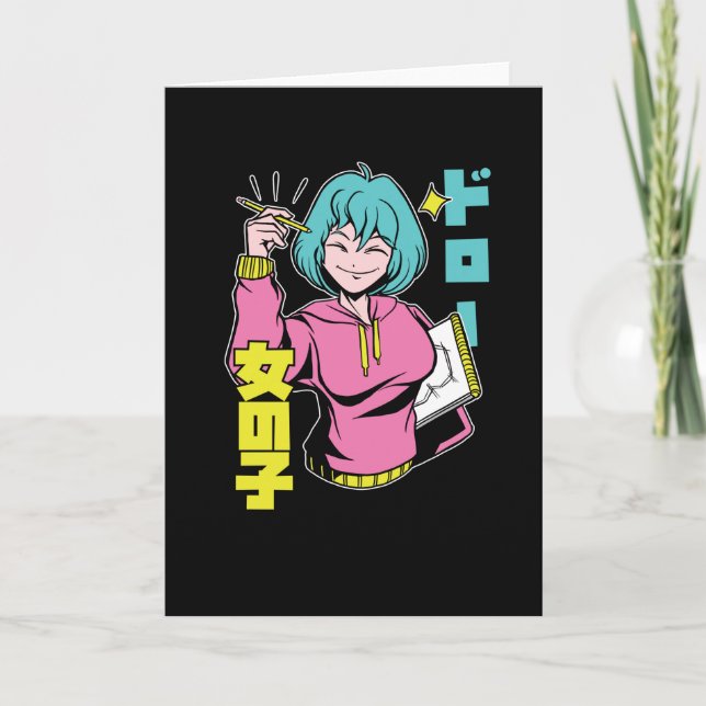 Carte Juste Une Fille Qui Aime L'Anime Et Le Sketching (Devant)