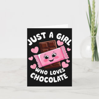 Carte Juste une fille qui aime le chocolat humour mignon