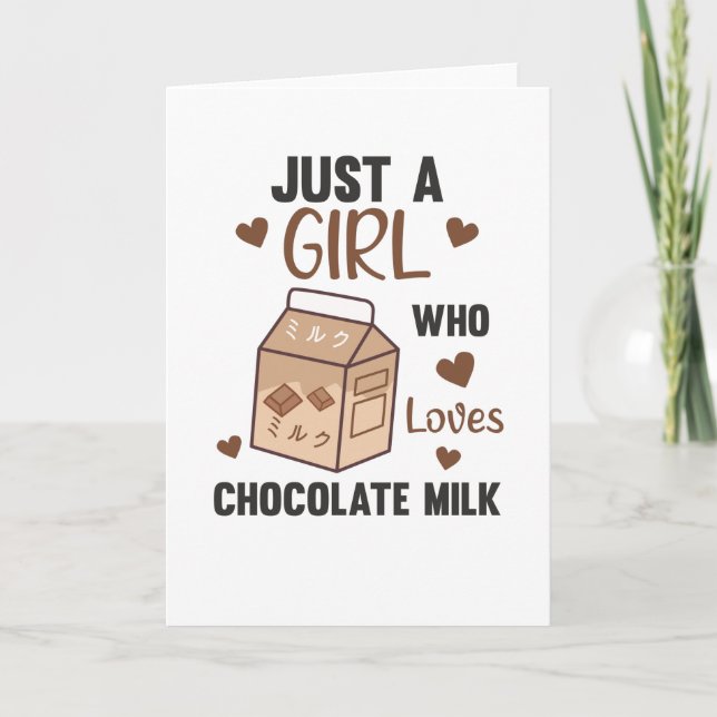 Carte Juste une fille qui aime le lait au chocolat Kawai (Devant)