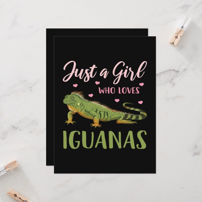 Carte Juste Une Fille Qui Aime Les Iguanas (Devant/Arrière en situation)