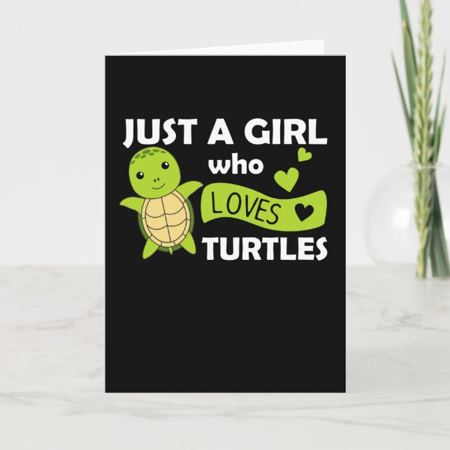 Carte Juste une fille qui aime les tortues - jolie tortu (Devant)