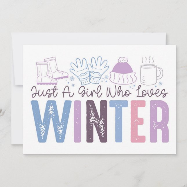 Carte Juste une fille qui aime l'hiver mignonne design s (Devant)