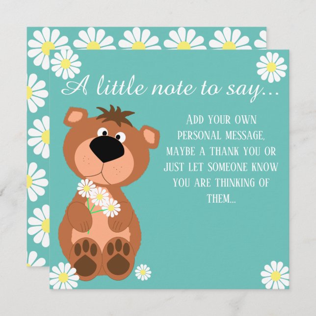 Carte Juste Une Note Pour Dire Mignonne Ours (Devant / Derrière)