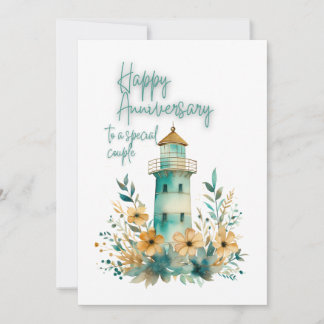 Carte JW Watercolor Lighthouse Happy Anniversaire