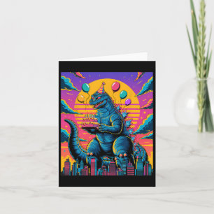Carte Kaiju Birthday Lloon And Cake Monster Movie Annive