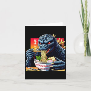 Carte Kaiju drôle mangeant du Ramen amant de monstre jap