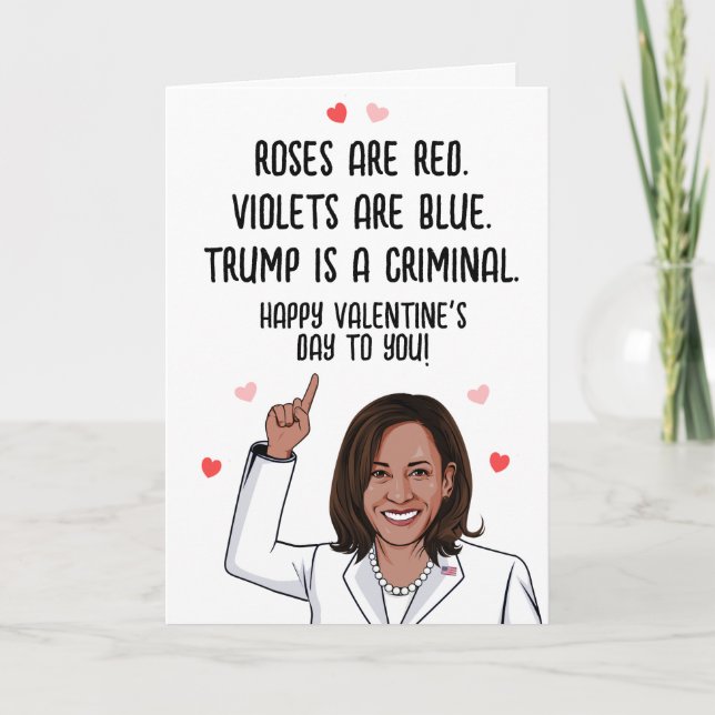 Carte Kamala Valentine - Trump est un Criminel Joyeuse S (Devant)