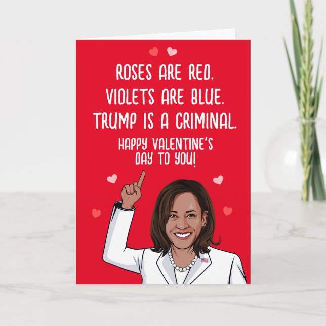 Carte Kamala Valentine - Trump est un Criminel Joyeuse S (Devant)