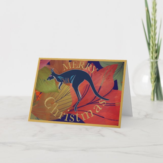 Carte Kangaroo australien Joyeux Noël (Devant)