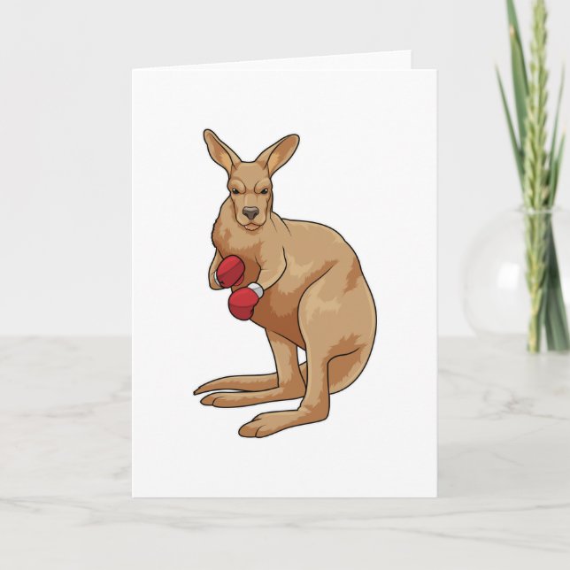Carte Kangourou en boxeur avec gants de boxe (Devant)
