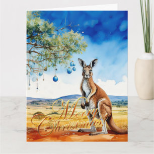 Carte Kangourou sous un eucalyptus avec des boules de No