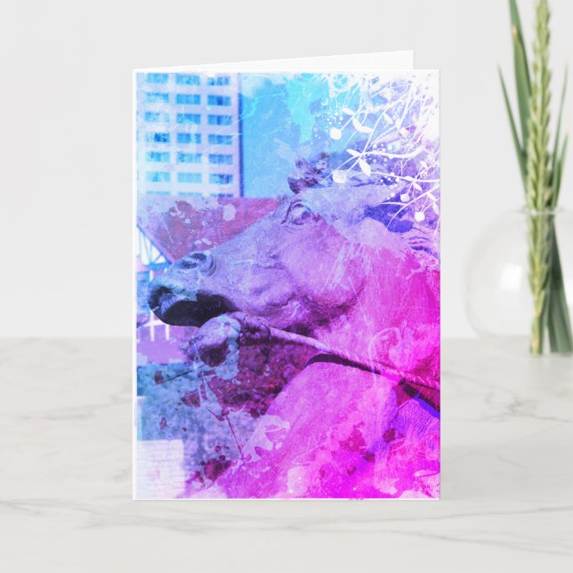 Carte Kansas City Plaza Horse Fontaine bleu violet (Devant)