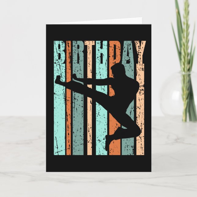 Carte Karate Anniversaire Hommes Enfants Garçons Rétro V (Devant)
