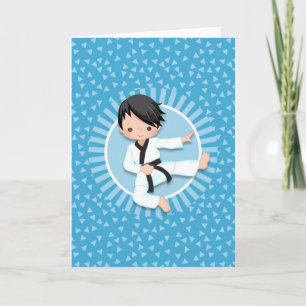 Carte Karate de cheveux noir Boy Judo Arts martiaux