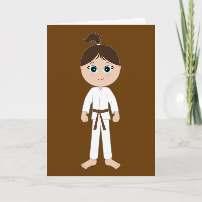 Carte Karate Félicitations Brown Belt Girl (Devant)