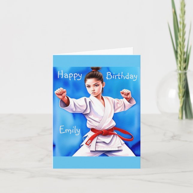 Carte Karate Girl Anniversaire (Devant)