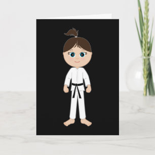 Carte Karate Girl Félicitations ceinture noire