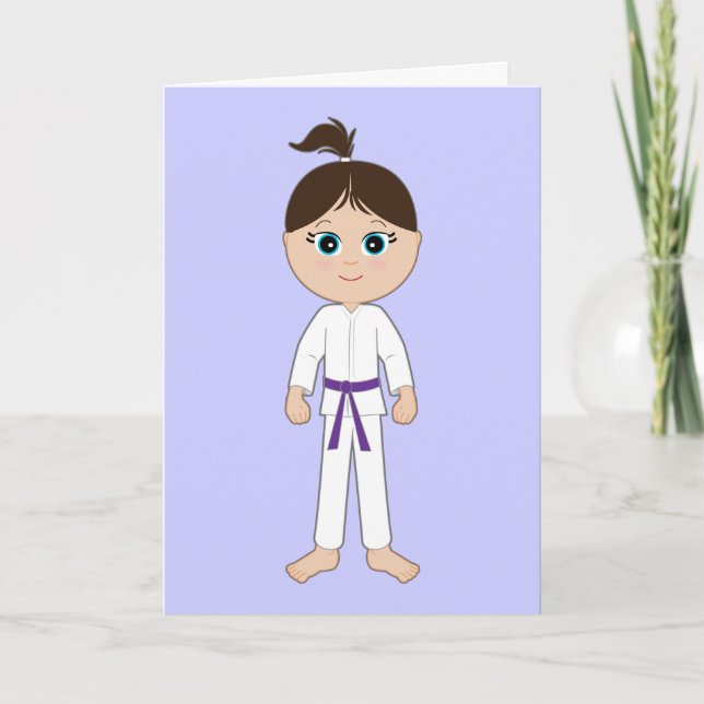 Carte Karate Girl Félicitations Ceinture pourpre (Devant)