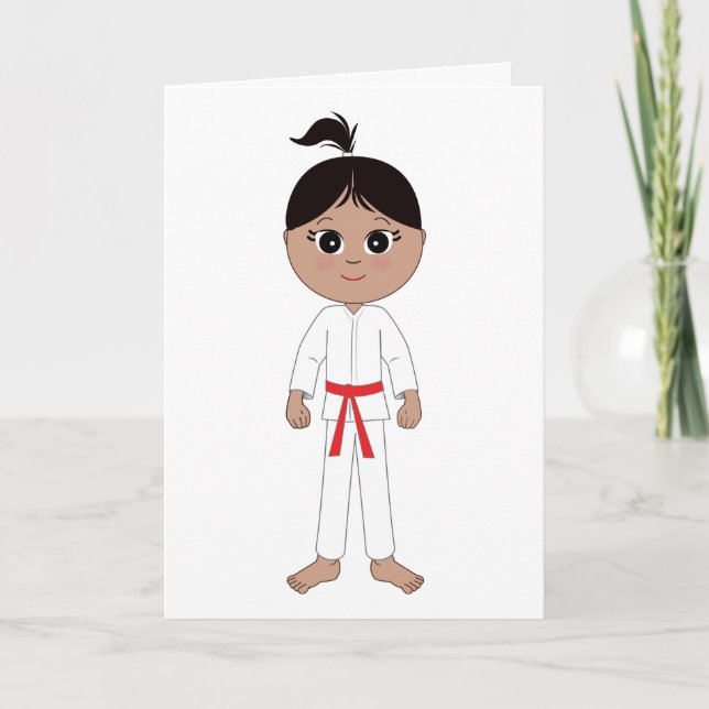 Carte Karate Girl Félicitations Red Belt (Devant)