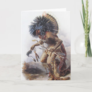 Carte Karl Bodmer - guerrier de Moennitarri faisant la