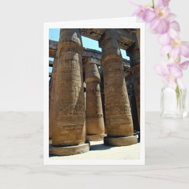 Carte Karnak Temple Columns Portrait, Louxor, Egypte (Orchidée)