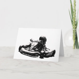 Carte Kart Racer Sepia Pencil Sketch