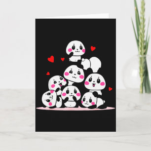 Carte Kawaii Bébé Panda Mignon Tas Avec Cœurs Rouges Sai
