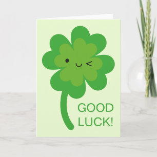 Carte Kawaii Bonne chance Quatre Leaf Clover
