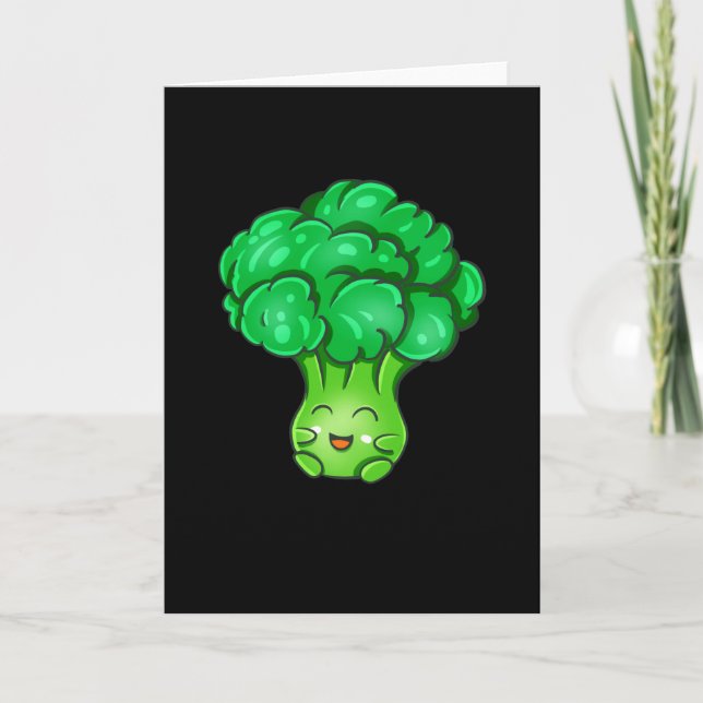 Carte Kawaii Broccoli Cute Légumes Légumes Veggie Fun Fo (Devant)