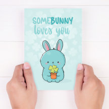 Kawaii Bunny Holding Clover : Somebunny vous aime
