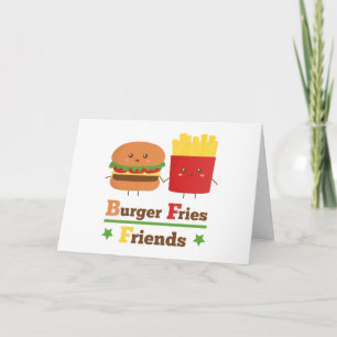 Carte Kawaii Cartoon Burger Fries Friends BFF