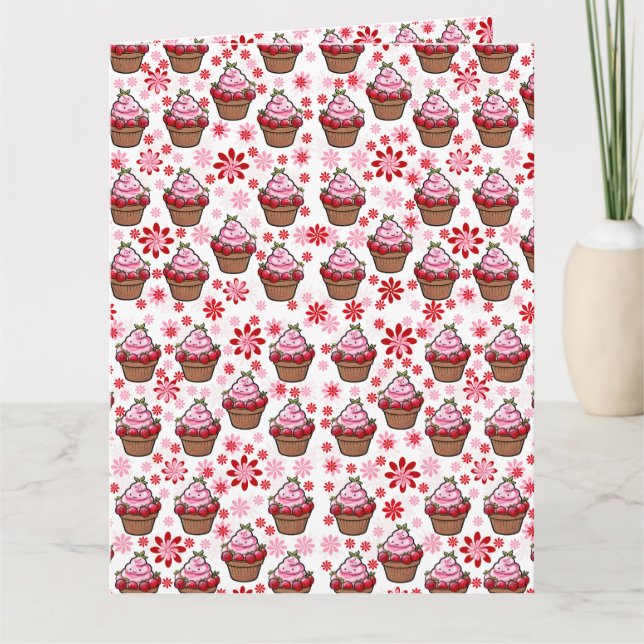 Carte Kawaii Cupcake Design - Illustration de dessert mi (Devant)