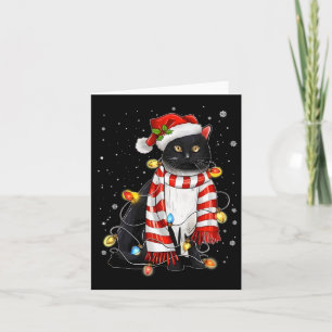 Carte Kawaii Cute Chat Noir Père Noël Tangé Dans La Lig 