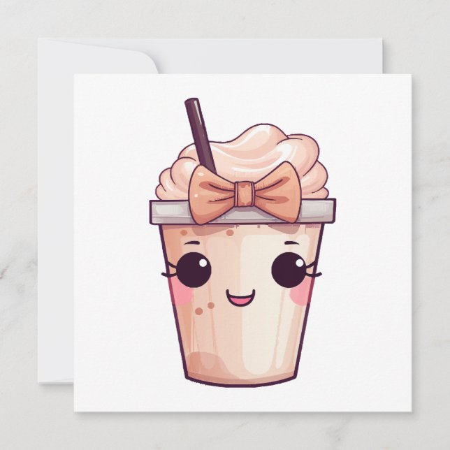 Carte Kawaii Frappe souriante (Devant)