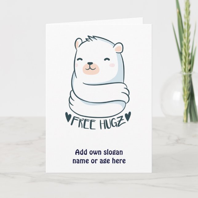 Carte Kawaii LIBRE HUGS Ours polaire Blanc mignonne Amou (Devant)