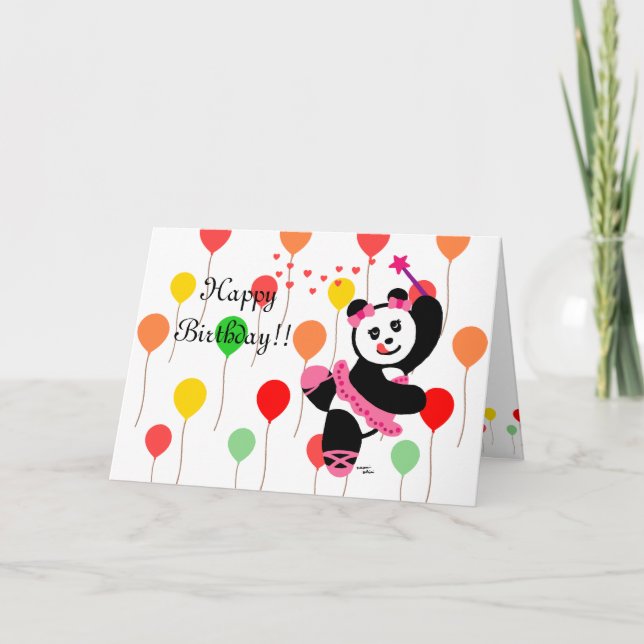 Carte Kawaii Panda Danseur de ballet Considérant Anniver (Devant)